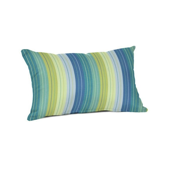 Casual Cushion Stripe Sunbrella® Fabric 1-Piece Indoor/Outdoor Lumbar Pillow, 19"W x 12"L, Seville Seaside