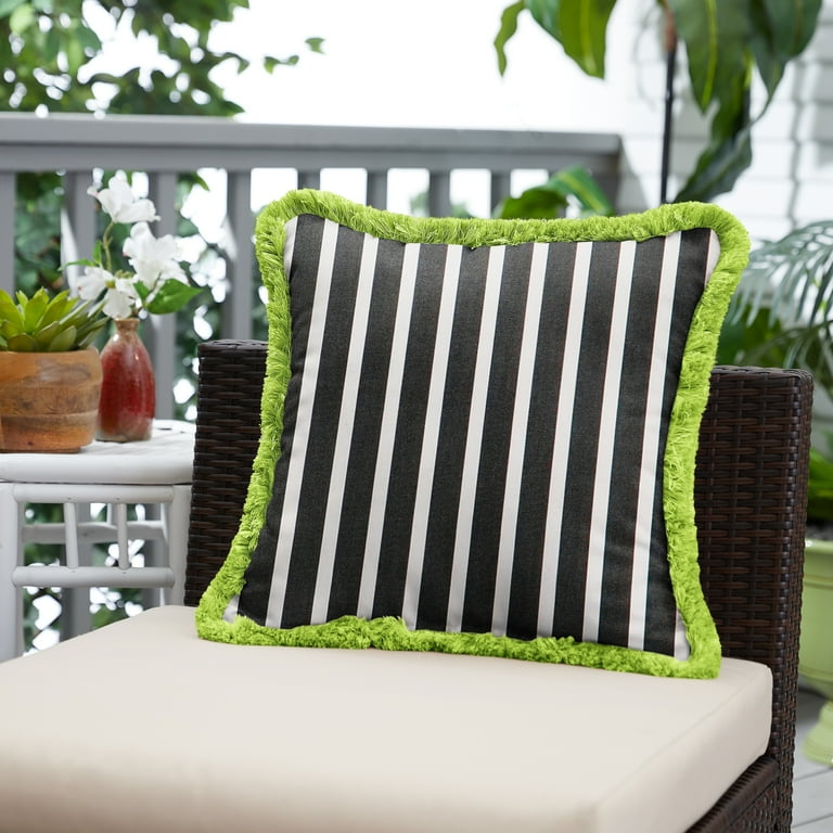 Sunbrella Shore Classic and Amande Fringe Indoor/ Outdoor Pillow