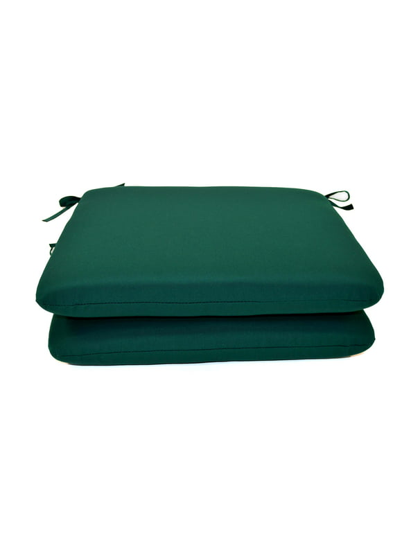 Sunbrella Solid 20 x 18 in. Outdoor Seat Pad - Set of 2 - Canvas Forest Green