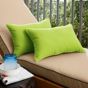 Sunbrella Sorra Home Canvas Macaw Corded Outdoor Pillows with  Fabric (Set of 2) 13 in x 20 in