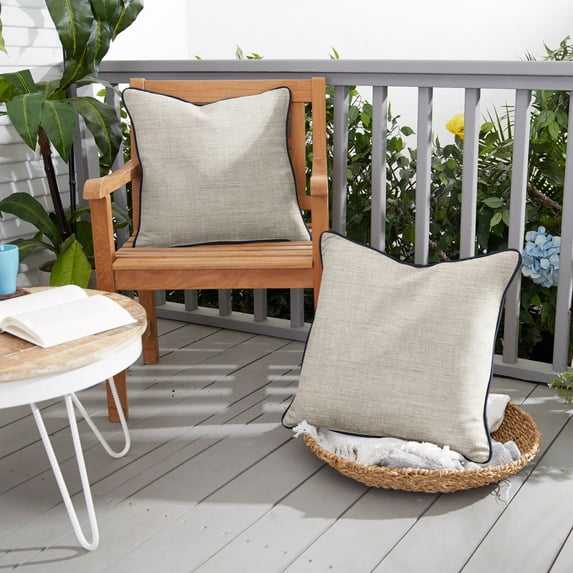 Sunbrella Sorra Home  Cast Silver Indoor/Outdoor Corded Pillow Set of 2 18 in h x 18 in w