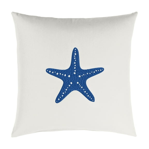 Sunbrella Sorra Home Indoor/Outdoor  Canvas Natural Embroidered Pillow 18 x 18 x 6 in - Starfish