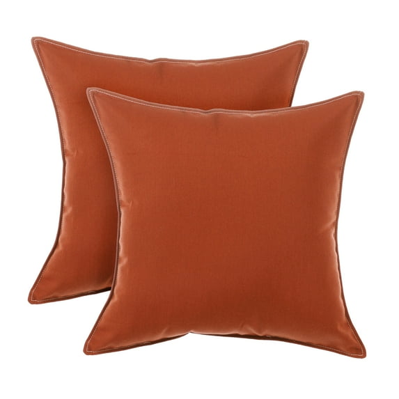 Sunbrella Sorra Home Indoor/Outdoor Top Stitch (Set of 2) 20 in Pillows 20 x 20 x 6 in - Canvas Rust