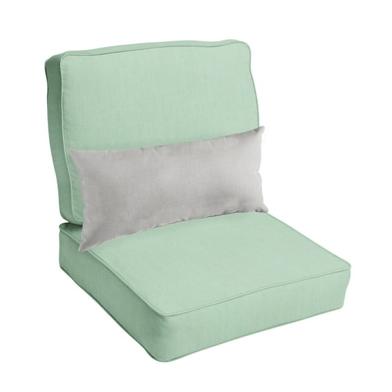 Sunbrella Sorra Home Oakley Solid Indoor/ Outdoor Corded Chair Cushion Set and Lumbar Pillow Canvas Spa+Cast Silver