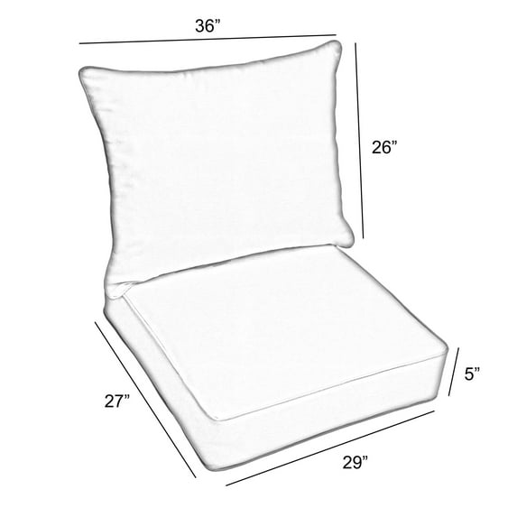 Sunbrella Sorra Home Outdoor Corded Deep Seating Pillow and Cushion Set 29 in W x 27 in D x 5 in H - Cast Coral One