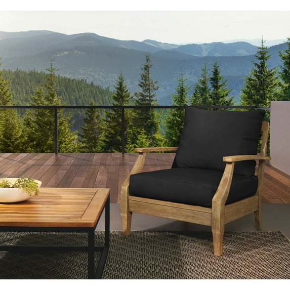 Sunbrella Sorra Home Outdoor Knife Edge Deep Seating Pillow and Cushion Set 23 in W x 27 in D x 5 in H - Black