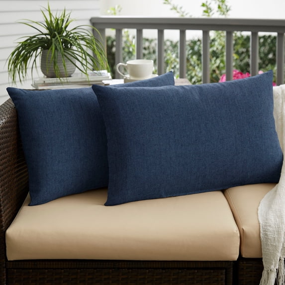 Sunbrella Spectrum Indigo Indoor/Outdoor Knife Edge Pillow (Set of 2) 14 in H x 24 in W