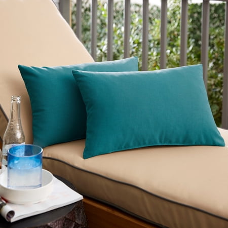 Sunbrella Spectrum Peacock Indoor/Outdoor Knife Edge Pillow (Set of 2) 12" x 18"