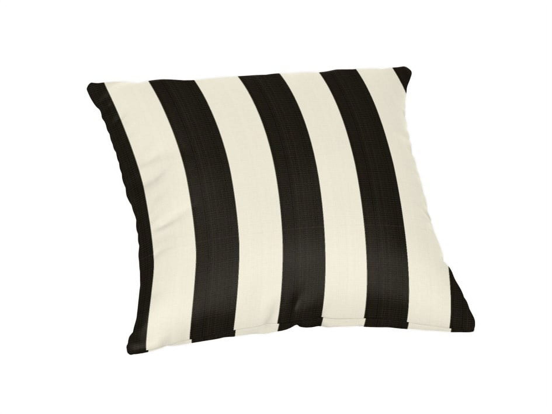 Maxim Classic Black and White Striped Square Outdoor Pillow