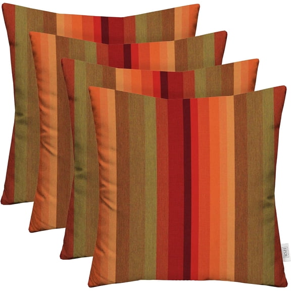 : Sunbrella Square Throw Pillows Set of 4 | 17" x 17" | Water and Fade-Resistant Performance Fabric | Outdoor Pillow Covers with Down-Alternative Inserts | Astoria Sunset