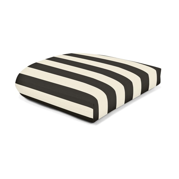 Casual Cushion Wicker Outdoor Chair Cushion, Striped Sunbrella Fade-Resistant for Wicker Dining Chairs & Sunroom Seats, 18"W x 18"D, 2.5" thick, Reversible, Maxim Classic
