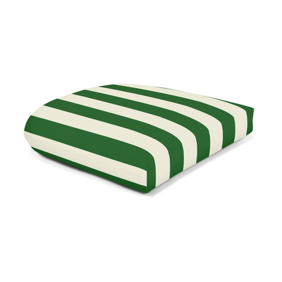 Casual Cushion Stripe Sunbrella® Fabric 1-Piece Indoor/Outdoor Wicker Seat Pad, 18"W x 18"L, Maxim Forest Green
