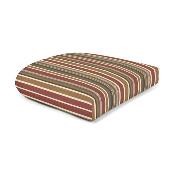 Casual Cushion Stripe Sunbrella® Fabric 1-Piece Indoor/Outdoor Wicker Seat Pad Cushion, 19.5"W x 19.5"L, Brannon Redwood