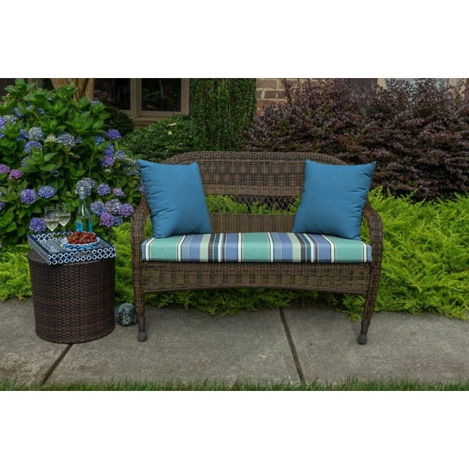 Dolce Oasis Striped Sunbrella Outdoor Settee Bench Cushion