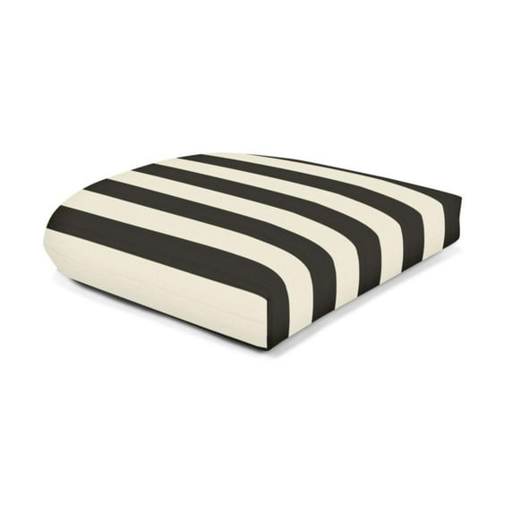 Casual Cushion Stripe Sunbrella® Fabric 1-Piece Indoor/Outdoor Wicker Seat Pad Cushion, 19.5"W x 19.5"L, Maxim Classic