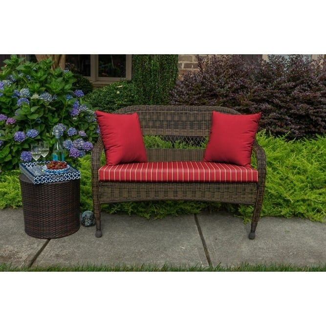 Harwood Crimson Sunbrella Striped Wicker Settee Cushion