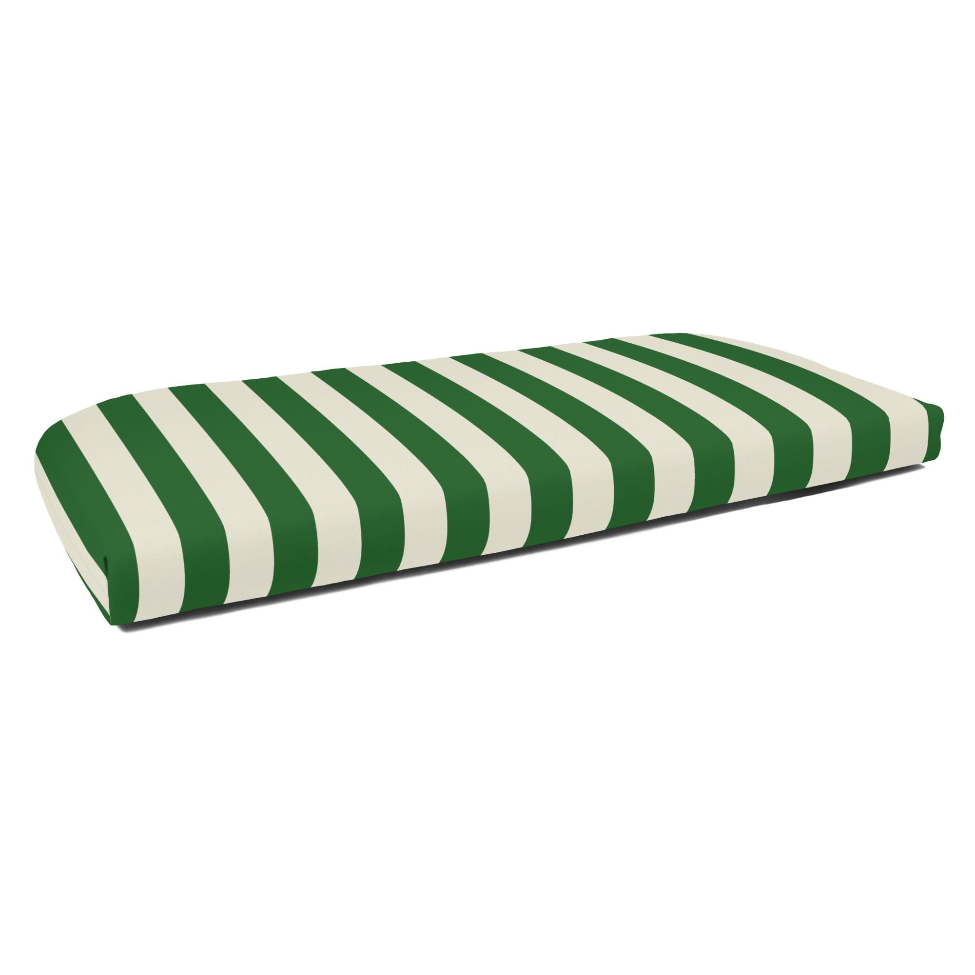 Casual Cushion Stripe Sunbrella® Fabric 1-Piece Indoor/Outdoor Wicker Bench Cushion, 43.5"W x 19.5"L, Maxim Forest Green