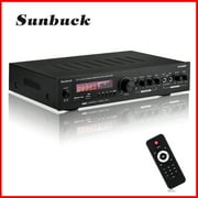 NOVASHION Sunbuck Amplifier bluetooth Home Stereo Audio AMP 2000W Karaoke 2.0 Channel Speakers, with Digital Display, FM, USB/SD, DVD/AUX Players, 2-Mic Input, Remote Control