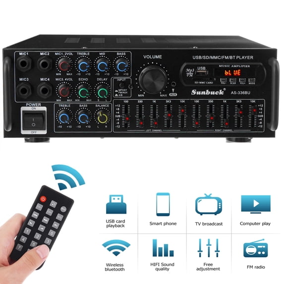 Audew Amplifier Car Audio, 4-Channel Car Amplifier, 7800W Peak Power 200W RMS 12V-13.8V High Performance Audio Amplifier