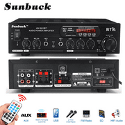 Sunbuck Home Stereo Amplifier Receiver, 1200 Watts Bluetooth Audio Power Amplifier 110V/220V DC 12V AUX Input USB SD 2* Mic Input