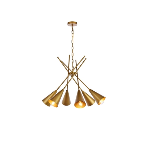 Sunburst 6 Light Pendant in Brass