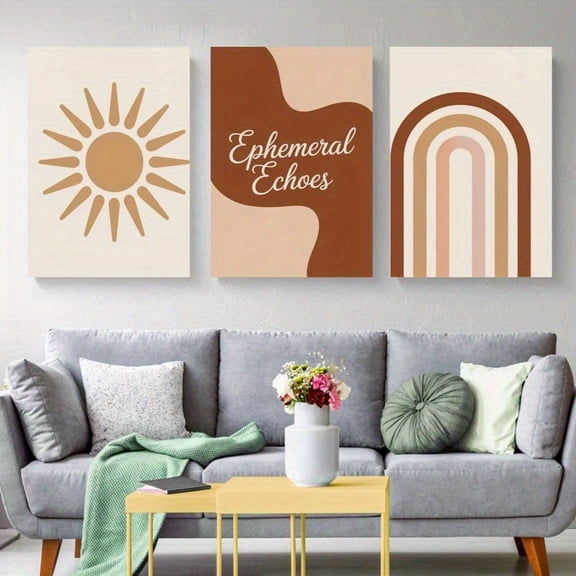 Sunburst, Abstract Shape, Rainbow Canvas Wall Art 3pcs Unframed, Wall Decor for Bedroom, Living Room, Bathroom, Office, Wall Decorations Painting for Multi-scene Use Artwork, Abstract Decorative Pai