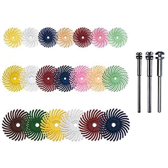 Sunburst - All-in-One Assortment - 83 Piece Tool Set - Precision Thermoplastic Rotary Cleaning & Polishing Discs - 4 Each 5/8", 7/8" & 1" in All Grit Textures Plus 0261, 1363 & 5425 Mandrels$$Tools