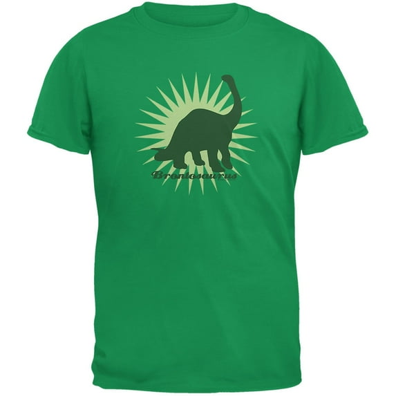 Sunburst Brontosaurus Irish Green Adult T-Shirt - 2X-Large