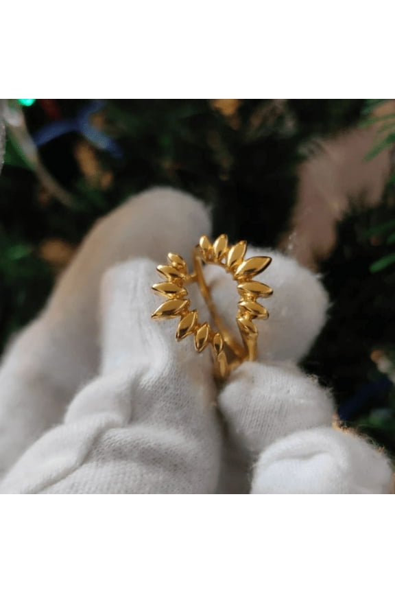 Sunburst Classic Ring Enhancer- Plain Ring Guard in 14K Yellow Gold Vermeil