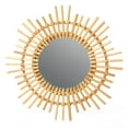 thumbnail image 1 of Sunburst Decorative Natural Rattan Wood Round Modern Boho Hanging Wall Mirror, 1 of 7
