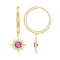 thumbnail image 1 of Rosec Jewels Sunburst Drop Earrings for Women - Real Pink Tourmaline Earrings, 14K Yellow Gold, 1 of 8