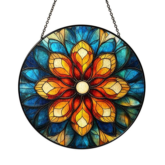 Sunburst Flower Stained Glass Suncatcher – Floral Window Decor1701