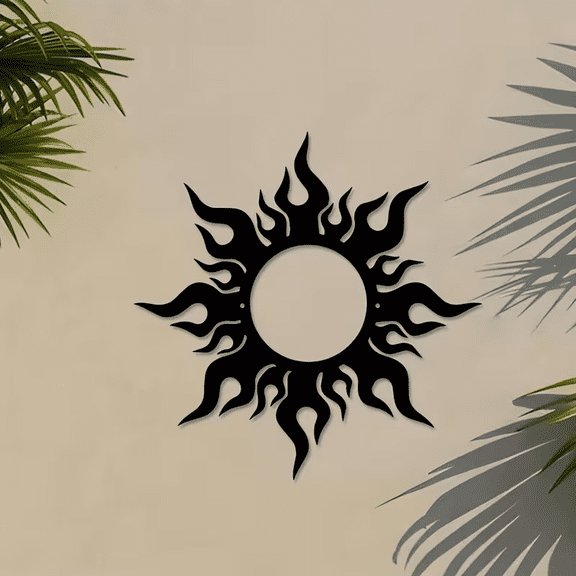 Sunburst Metal Wall Art with Greek Key Pattern
