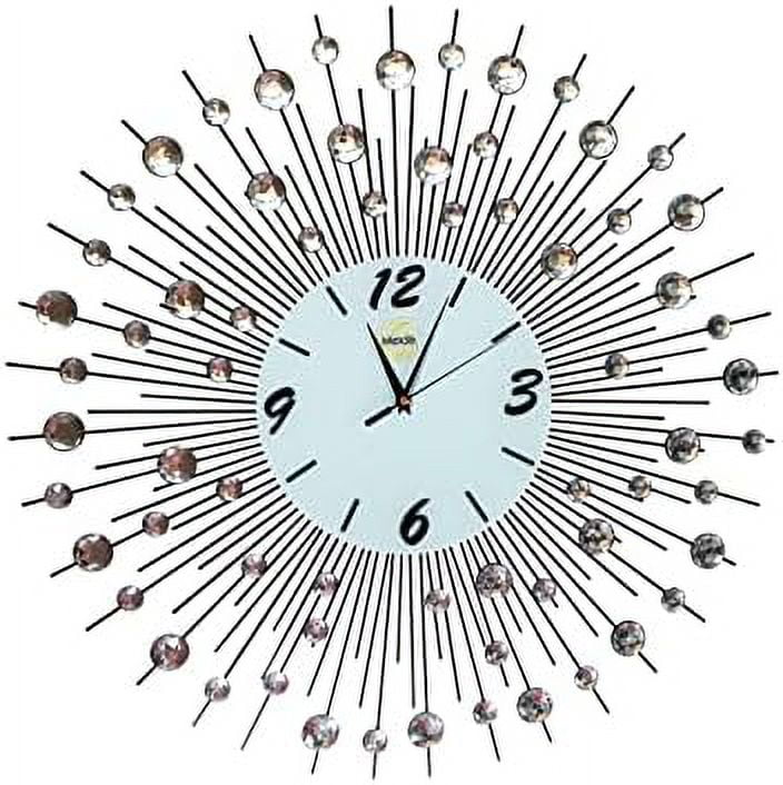 Sunburst Metal Wall Clock 25''Inch 9''Inch Glass Clock Face