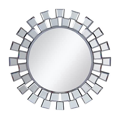 Sunburst Mirror Sun Mirror Wall Decor, 24 Inches Decorative Wall Mirror Wall-Mounted Mirrors Frameless Room Mirror Decor Wall Mirrors Round Mirror for Living Room