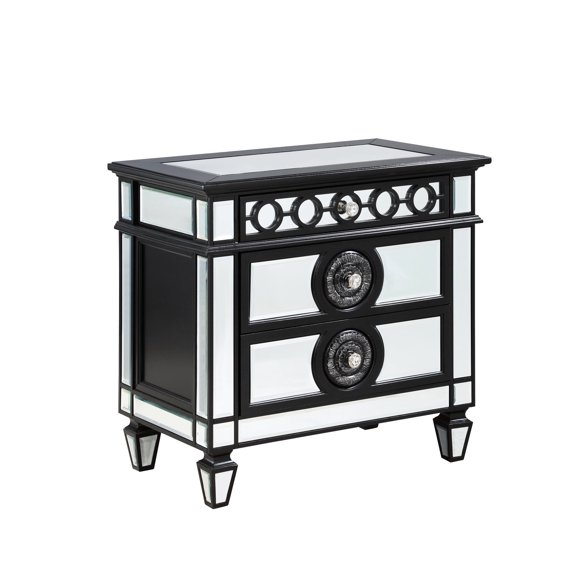Sunburst Motif and 2 - Drawer Mirrored Nightstand | Fits Well in Bedroom Corners | Using Pine and Ply | Addresses Nightstand Space Utilization