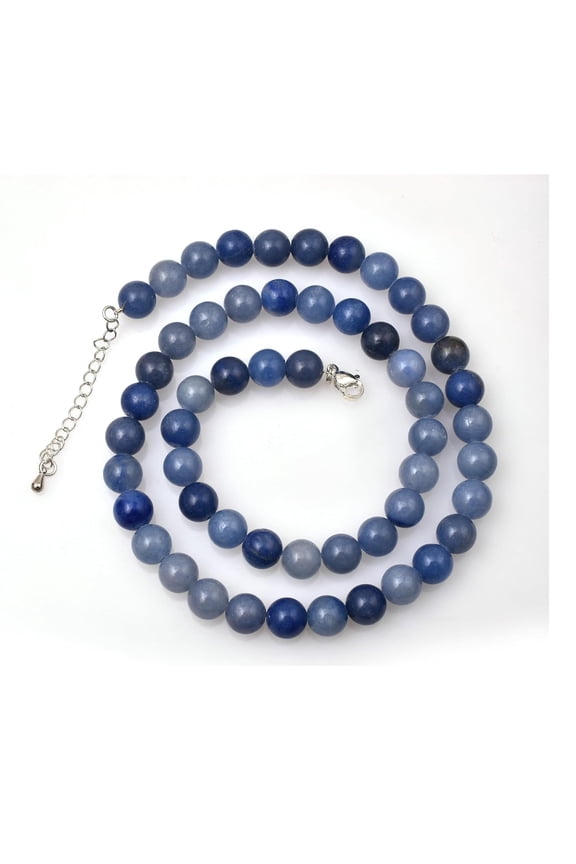 Sunburst Natural Blue Aventurine Gemstone 8 MM Round Smooth Beads Necklace Adjustable Mala Jewelry