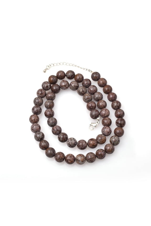 Sunburst Natural Brown Snowflake Obsidian Gemstone 8 MM Round Smooth Beads Necklace Adjustable Mala Jewelry