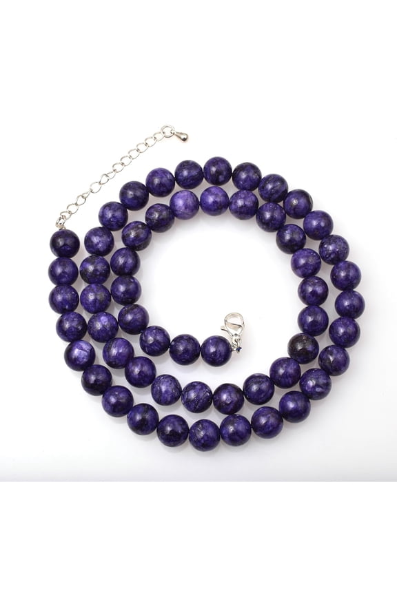Sunburst Natural Charoite Gemstone 8 MM Round Smooth Beads Necklace Adjustable Mala Jewelry