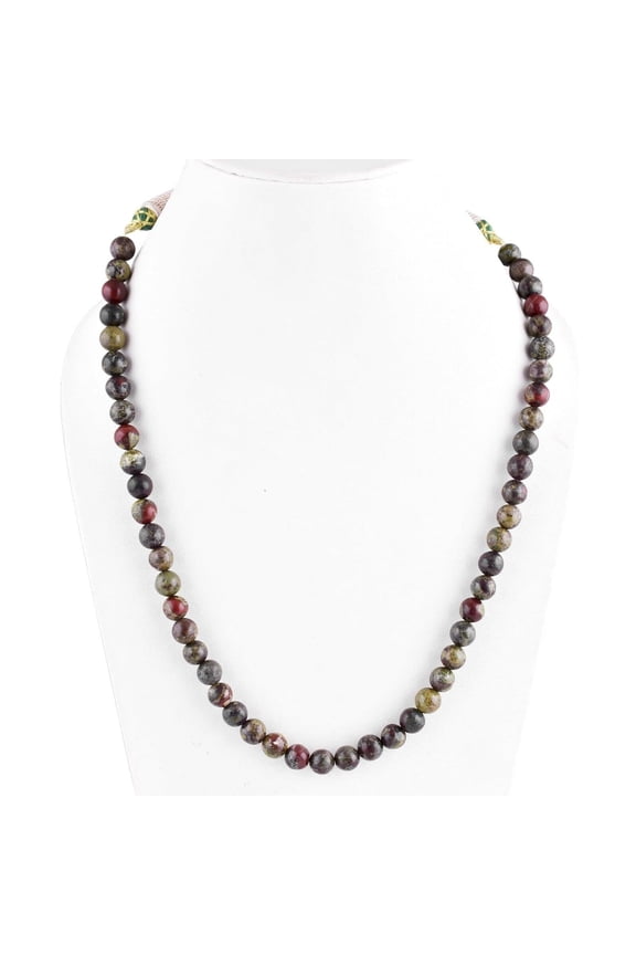 Sunburst Natural Dragon Blood Gemstone 8 MM Round Smooth Multicolor Beads Adjustable Necklace Mala Jewelry