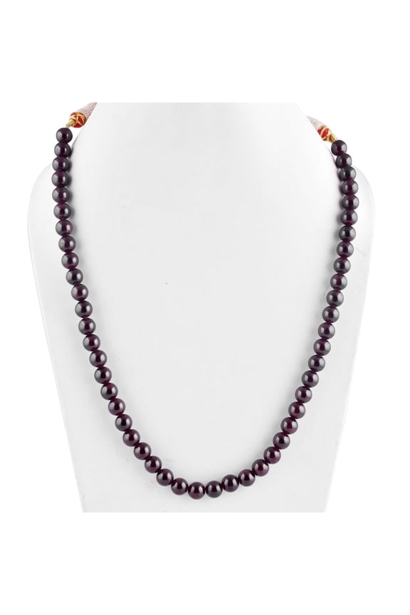 Sunburst Natural Garnet Gemstone 8 MM Round Smooth Red Beads Adjustable Necklace Mala Jewelry