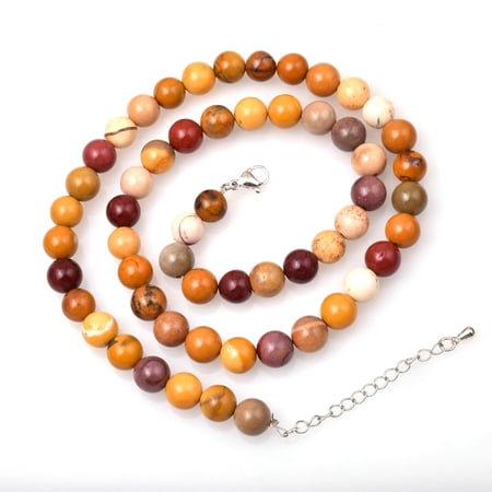 Sunburst Natural Mookaite Jasper Gemstone 8 MM Round Smooth Beads Necklace Adjustable Mala Jewelry