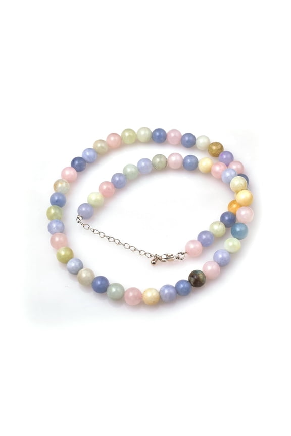Sunburst Natural Morganite Gemstone 8 MM Round Smooth Beads Necklace Adjustable Mala Jewelry