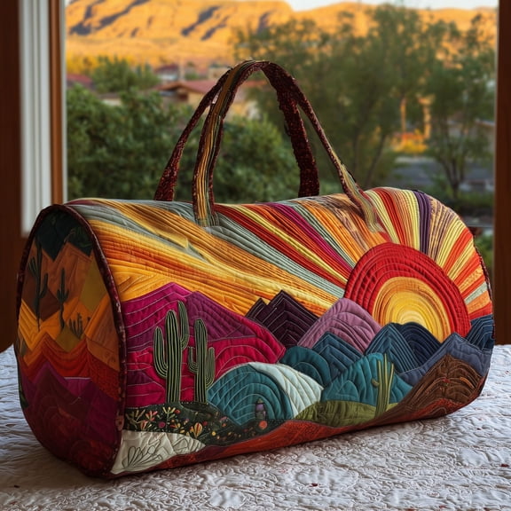 Sunburst Quilted Duffle Bag with Adjustable Strap,Travel Weekender Bag