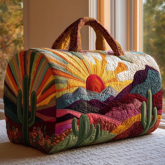 Sunburst Quilted Duffle Bag with Adjustable Strap,Travel Weekender Bag