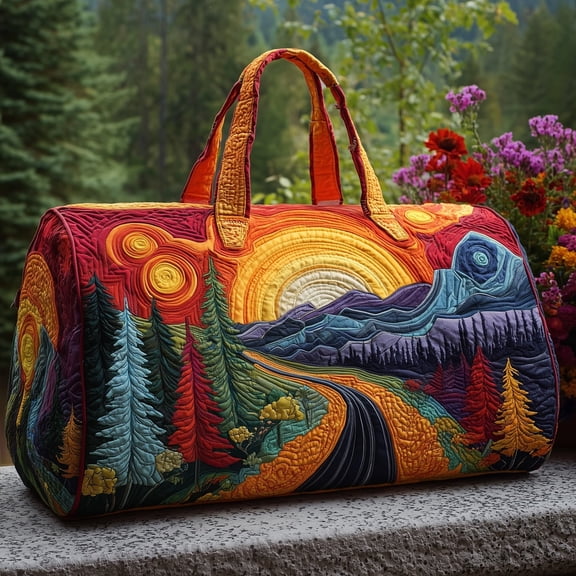 Sunburst Quilted Duffle Bag with Adjustable Strap,Travel Weekender Bag