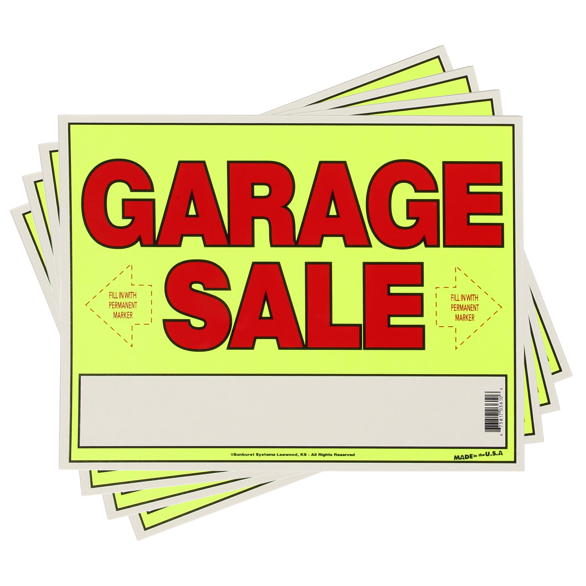 Sunburst Systems 3640 Garage Sale Sign with Blank Space for Sunburst Systems 3640 Garage Sale Sign with Blank Space for