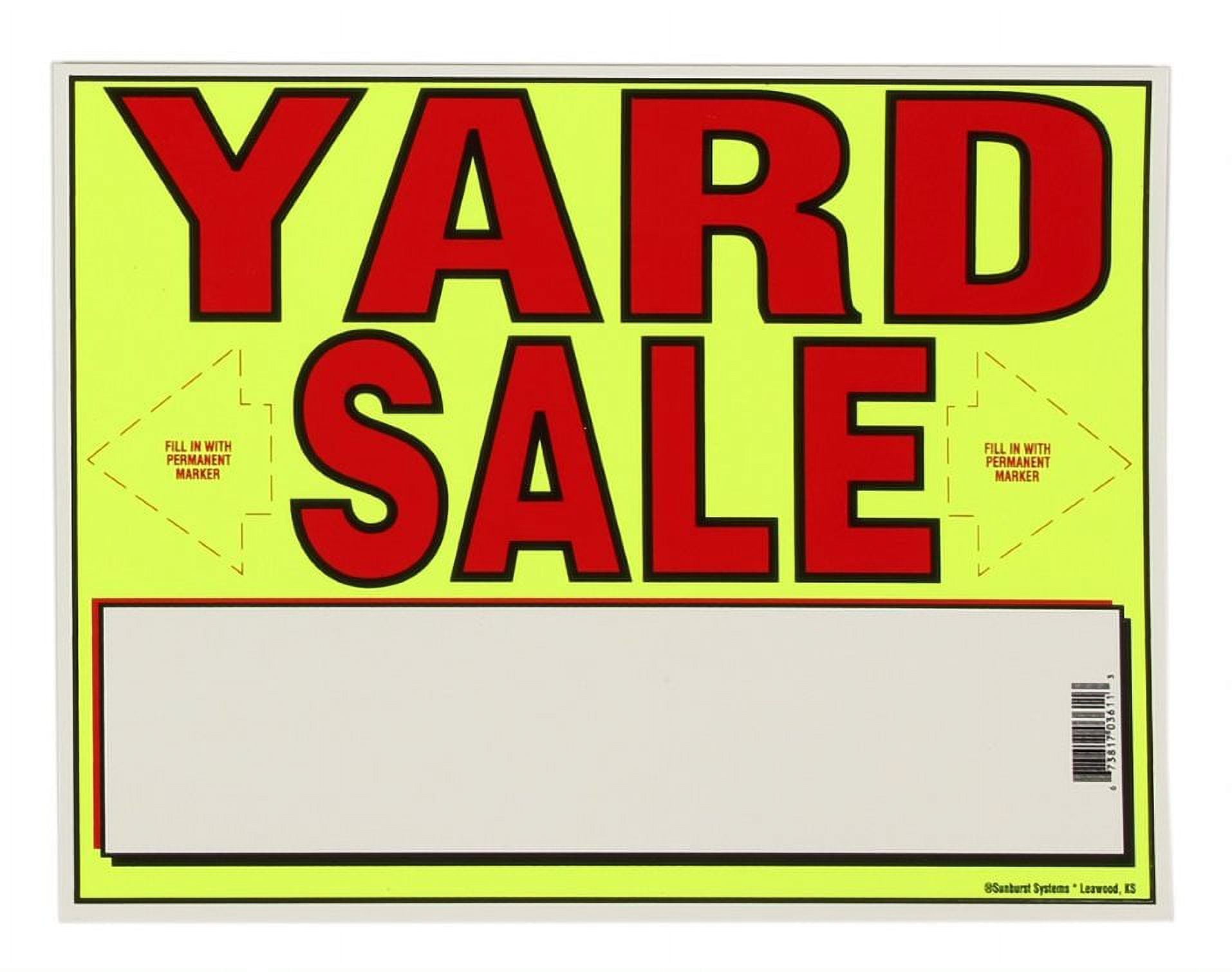 Sunburst Systems 3644 11 x 14 Yard Sale Sign, 4 Pack - Walmart.com