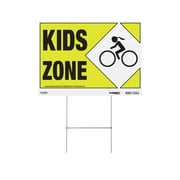 Sunburst Systems 3850 Kids Zone Sturdy, Double-sided Corrugate Yard Sign with Step Stake, 22 W x 32 H  Assembled
