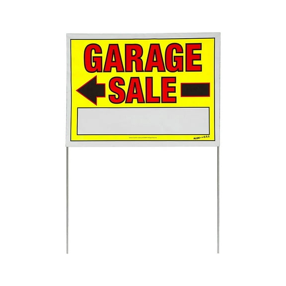 Sunburst Systems 3925 Large Double-Sided Garage Sale Sign with Metal U-Stake, 22"W x 32"H (Assembled)